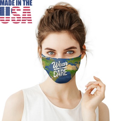 USA Made Sublimated 3 Layer Cotton Mask with Filter Pocket