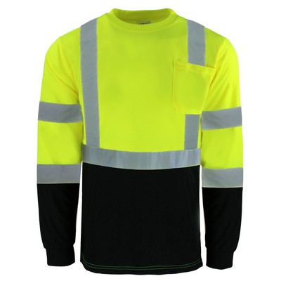 Safety Brite SB-C3LSBB Class 3 Long Sleeve HI VIS T-Shirt with Black Bottom