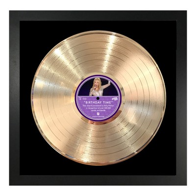 Gold Framed 12" Record - Black Backer - 16 x 16
