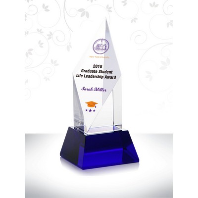 Crystal Diamond Award With Sea Blue Base