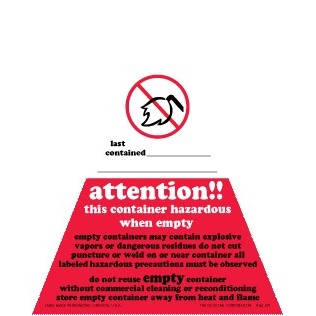 Hazardous When Empty Handling Vinyl Labels - 2.5" x 4" x 4"