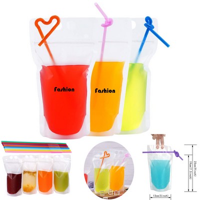 Juice Pouches Drink Pouches With Straw 500ML/16OZ