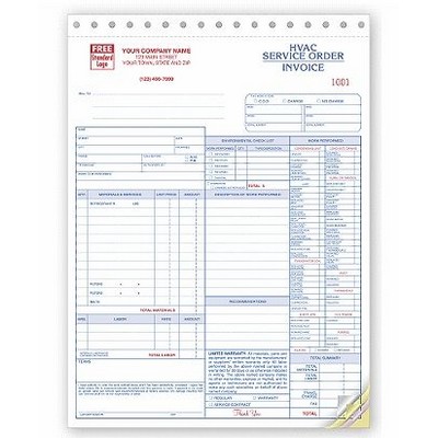 HVAC Service Order/Invoices Forms - 4 Part