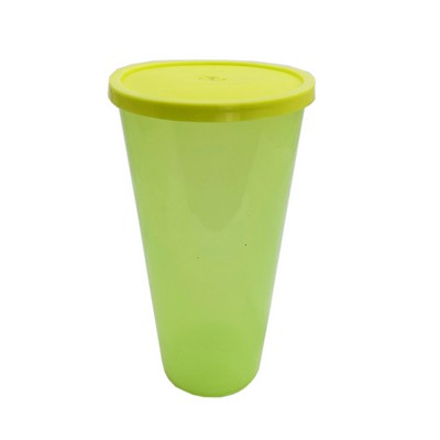 Single Layer Plastic Cup With Straw Hole Lid