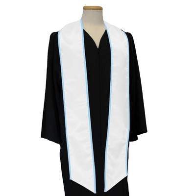 White Graduation Sash With Light Blue Binded Edge