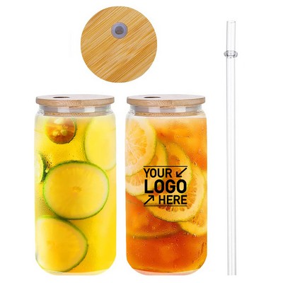 Glass Cups with Lids And Straw