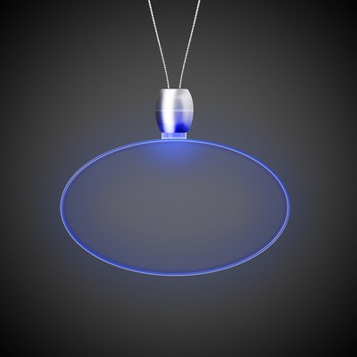 24" Blue Oval Light-Up Pendant Necklace(Laser Engraved)