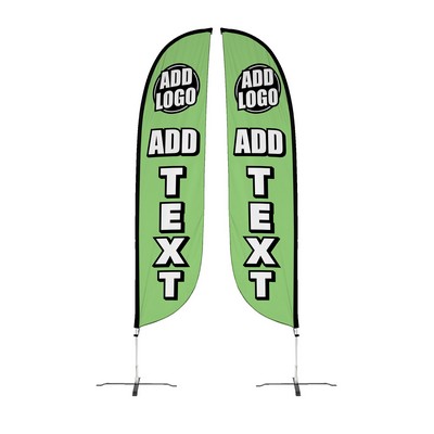 Custom Double Sided 11' Feather Flag w/ X-Stand Pole Set