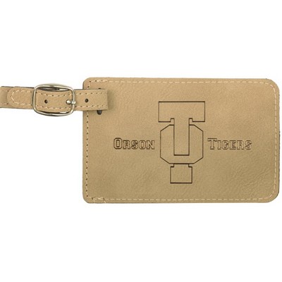 4 1/4" x 2 3/4" Light Brown Leatherette Luggage Tag