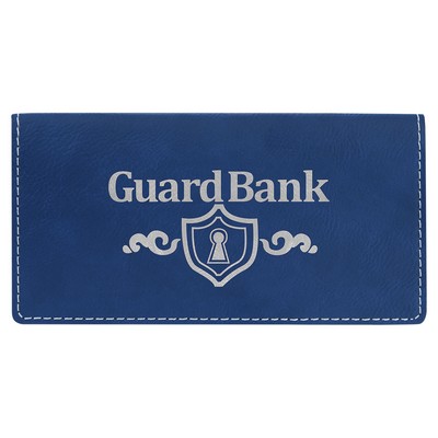 6 3/4" x 3 1/2" Blue/Silver Leatherette Checkbook Cover