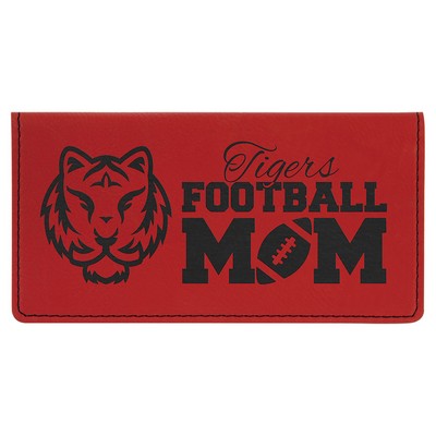 6 3/4" x 3 1/2" Red Leatherette Checkbook Cover