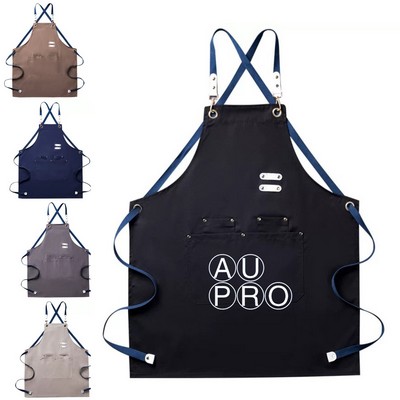 Canvas Cross Back Apron with Pockets