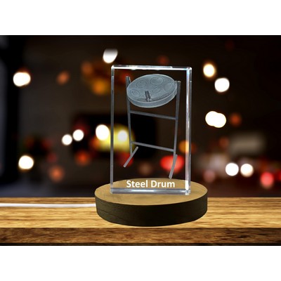 Steel Drum 3D Engraved Crystal Award Trophy w/LED Base Light