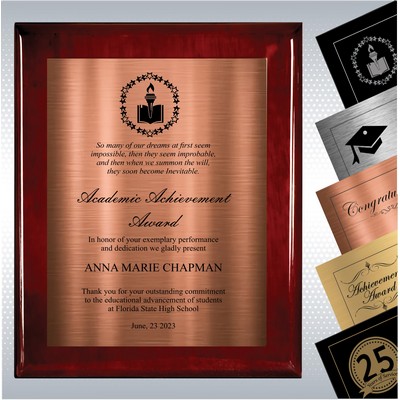 Rosewood Piano Finish Wood Plaque Plaque Academic Achievement Gift (7" x 9")