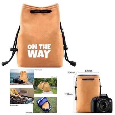 Waterproof Suede Drawstring Camera Case Bag
