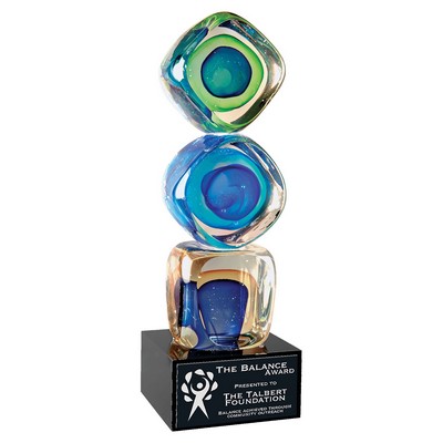 Stacked Blocks Art Glass with Base