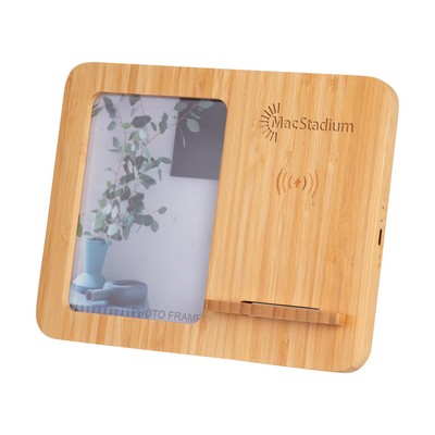 Bamboo Photo Frame & 10W Wireless Charger