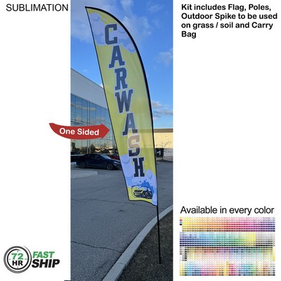72 Hr Fast Ship - 13' Medium Feather Flag Kit, Full Color Graphics One Side, Spike and Bag Included
