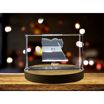 Egypt 3D Engraved Crystal Trophy Award w/LED Base - Elegant Decor