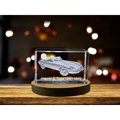 Jaguar E-Type (1961–1975) 3D Engraved Crystal - Exquisite Automotive Masterpiece