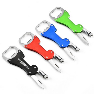 3" 1 Bottle Opener With Knife And LED Flashlight