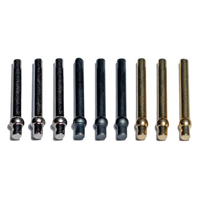 Standard Metal Cribbage Pegs with Velvet Pouch - Set of 9 (Brass, Silver & Black)