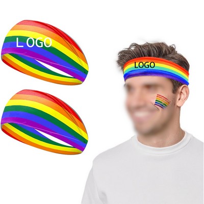 LGBT Pride Rainbow Elastic Breathable Fabric Sweat Absorbing Headband
