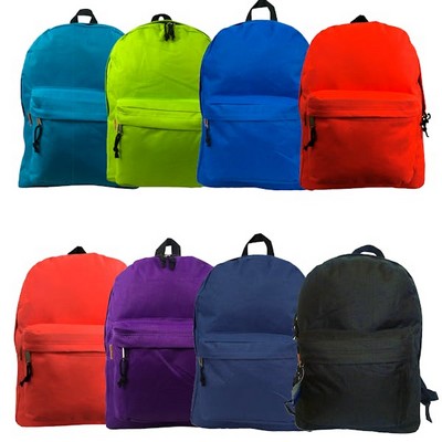 16 Basic Backpacks - 8 Assorted Colors (Case of 40)