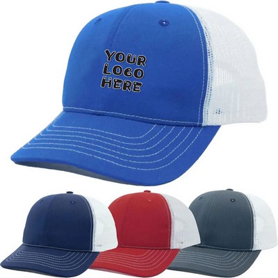 6-Panel White Mesh Trucker Cap