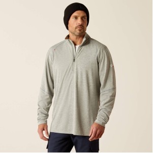 Ariat® Men's Heather Gray FR Primo ¼ Zip Long Sleeve Base Layer Shirt