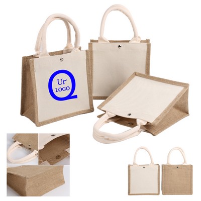 370gsm Waterproof Jute Tote Bag w/ Snap-Closure
