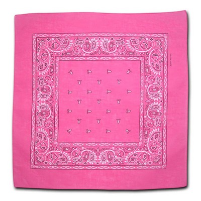 Pink Paisley Cotton Bandana (12 Pack)
