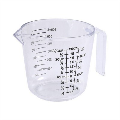 600ml 20oz Clear Plastic Measure Cup With Double Sided Scale And Handle