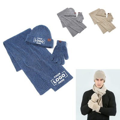 Winter Hat Gloves Scarf Set 3-1