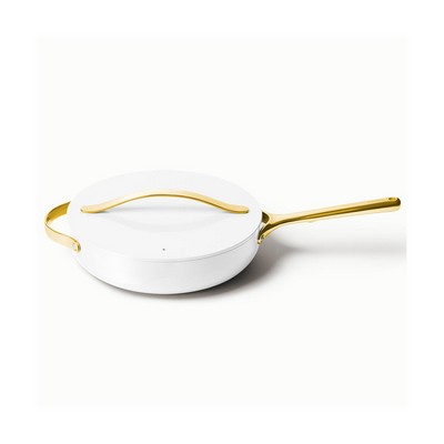 Caraway 4.5Qt Iconics Nonstick Ceramic Saute Pan W/ Lid White/Gold