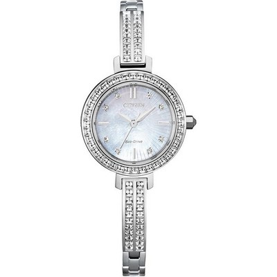 Citizen Watch Ladies' Silhouette Crystal Eco-Drive Watch, Ss w/Mop Dial