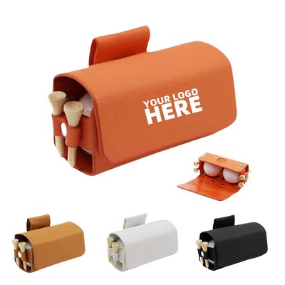 Leather Golf Ball Pouch Bag