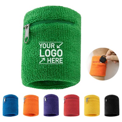 Nylon Wrist Wallet for Cycling and Walking Zippered Wristband Pocket Pouch for Cash Keys and Cards
