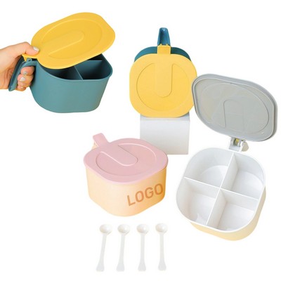 Kitchen Spice Four-Compartment Dispenser Box with Spoon