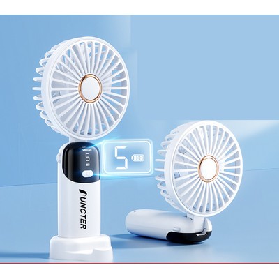 Portable Handheld Fan, 5 Speed Adjustable Fan with LED Display, Handheld/Neck/Desk 3" 1 Small Fan