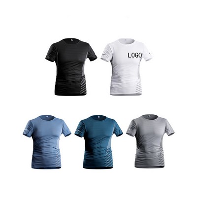 Summer Ice Silk Quick Drying Round Neck T-Shirt