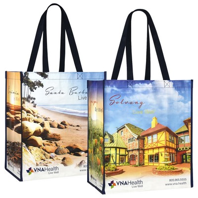 145g Custom Full-Color Laminated Woven Promotional Tote Bag (13"x15"x8)