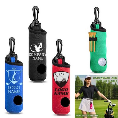 Colorful Neoprene Golf Ball Pouch with Carabiner Clip