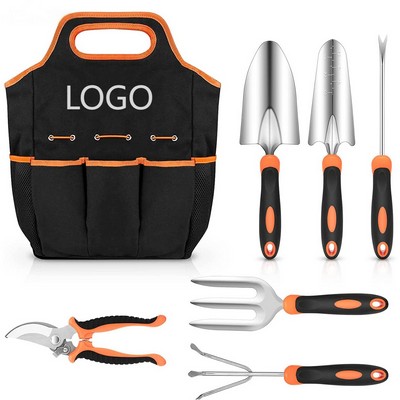 7-Piece Stainless Steel Garden Tool Set with Tote