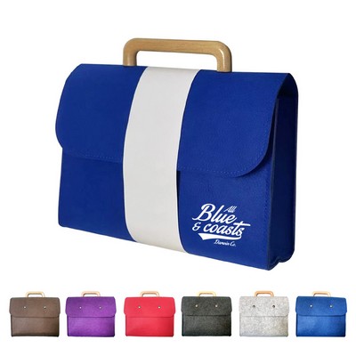 Wooden Handle Felt Tote Bag