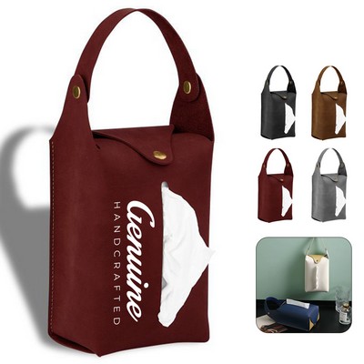 Portable Pu Leather Hanging Car Tissue Bag