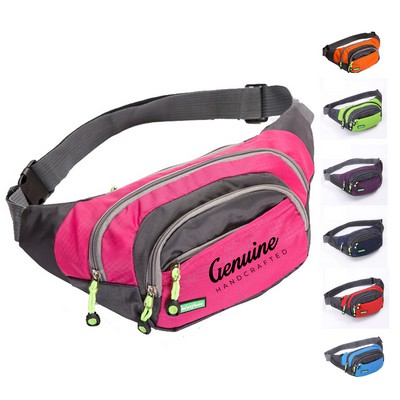 Nylon Fanny Pack with 3 Zip Pockets