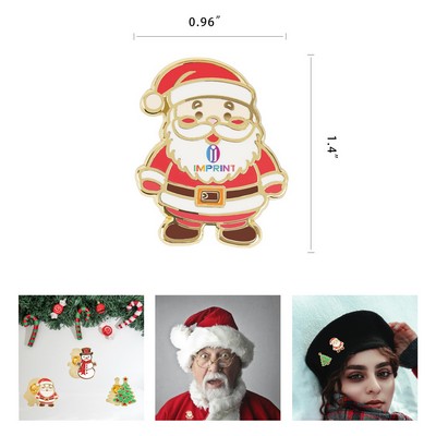 Tree and Santa Claus Metal Pins