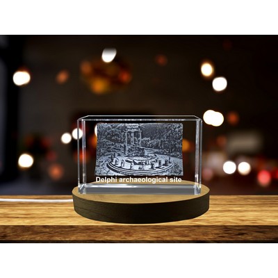 Delphi Archaeological Site 3D Engraved Crystal Trophy Award - Recognition Gift