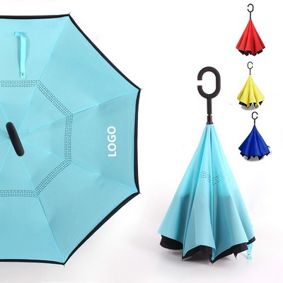 Windproof Double Layer Folding Inverted Umbrella